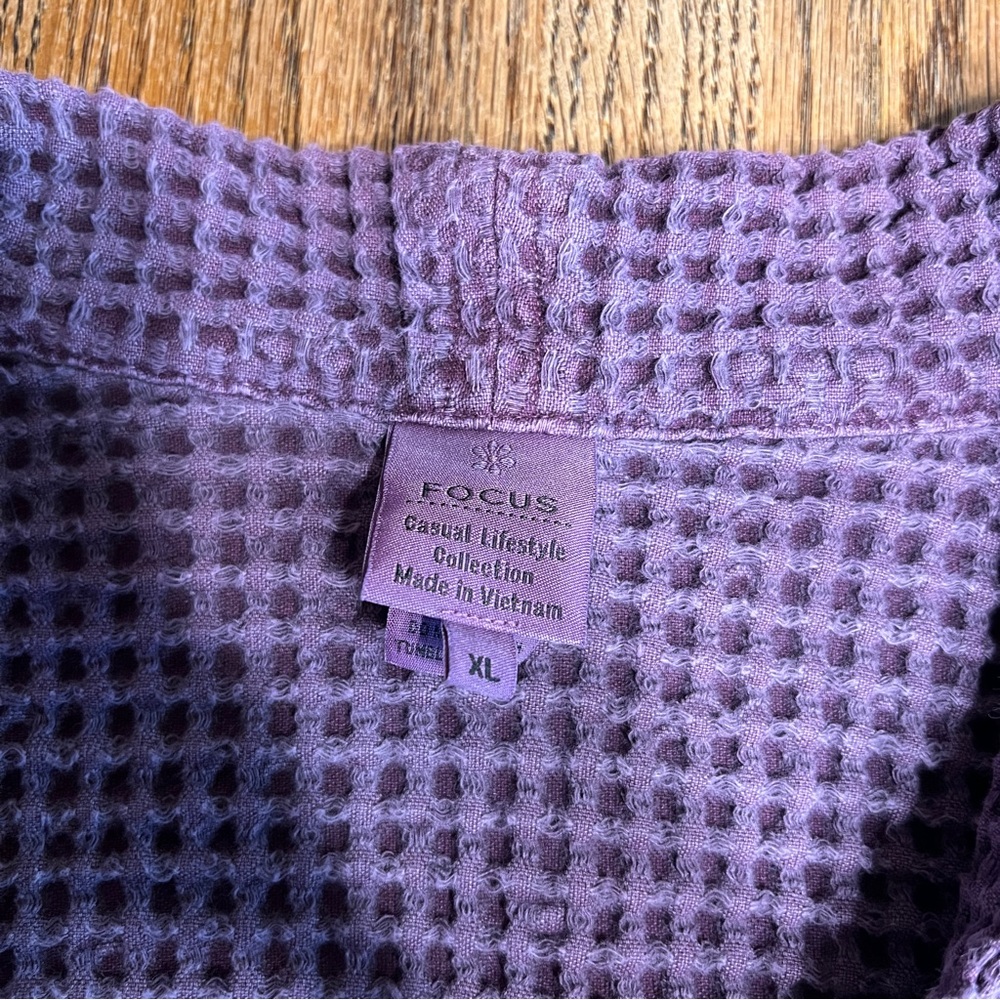 Purple Waffle Knit Cardigan Oversized Cozy Boho Layering Jacket Women - Picture 2 of 8